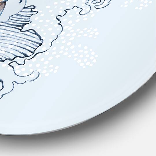Designart - Flying Fish On Peonies - Traditional Metal Circle Wall Art
